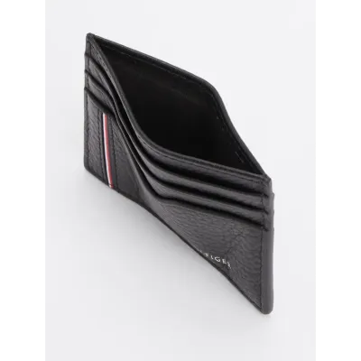 Porte-cartes unisexe Tommy Hilfiger TH Business Corporate Leather Card Holder Noir AM0AM13041-BDS en cuir véritable