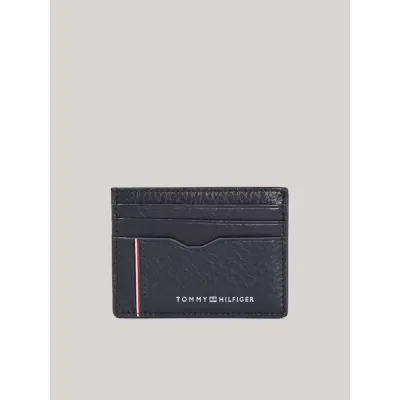 Porte-cartes unisexe Tommy Hilfiger TH Business Corporate Leather Card Holder Bleu Marine AM0AM13041-DW6 en cuir véritable