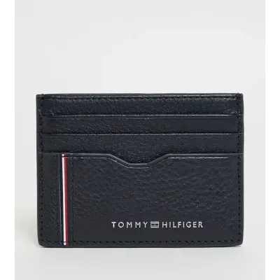 Porte-cartes unisexe Tommy Hilfiger TH Business Corporate Leather Card Holder Bleu Marine AM0AM13041-DW6 en cuir véritable