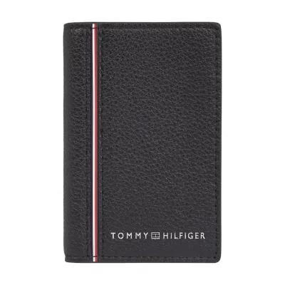 Portefeuille homme Tommy Hilfiger TH Corporate BIFOLD Noir AM0AM13046-BDS en cuir véritable grainé