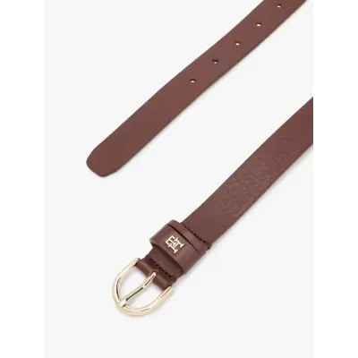 Ceinture femme Tommy Hilfiger Essential TH Monogram Leather Belt Bordeaux AW0AW16836-GSZ en cuir véritable