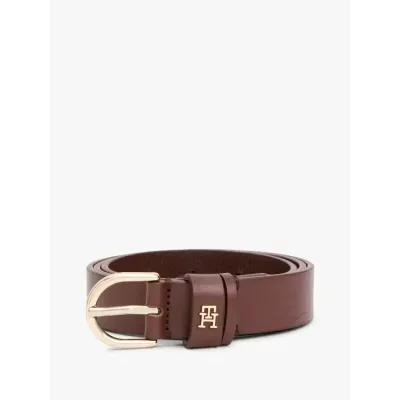 Ceinture femme Tommy Hilfiger Essential TH Monogram Leather Belt Bordeaux AW0AW16836-GSZ en cuir véritable