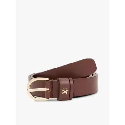 Ceinture femme Tommy Hilfiger Essential TH Monogram Leather Belt Bordeaux AW0AW16836-GSZ en cuir véritable