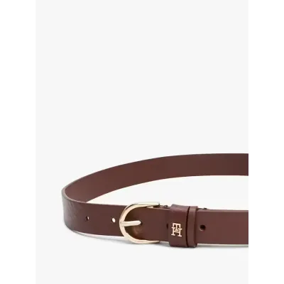 Ceinture femme Tommy Hilfiger Essential TH Monogram Leather Belt Bordeaux AW0AW16836-GSZ en cuir véritable