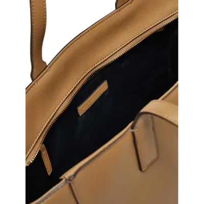Cabas femme Tommy Hilfiger Soft Logo Tote Beige AW0AW16905-RBC avec finition grainée, fermeture zippée