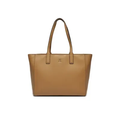 Cabas femme Tommy Hilfiger Soft Logo Tote Beige AW0AW16905-RBC avec finition grainée, fermeture zippée