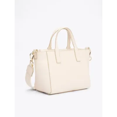 Sac à main femme Tommy Hilfiger Soft Logo Strap Tote Beige AW0AW16907-AA8 avec bandoulière réglable