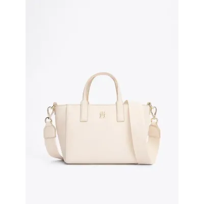 Sac à main femme Tommy Hilfiger Soft Logo Strap Tote Beige AW0AW16907-AA8 avec bandoulière réglable