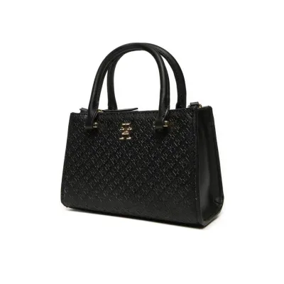 Sac à main femme Tommy Hilfiger Eternity Micro Tote Monogramme Noir AW0AW16932-BDS en polyuréthane avec design compact