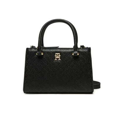Sac à main femme Tommy Hilfiger Eternity Micro Tote Monogramme Noir AW0AW16932-BDS en polyuréthane avec design compact