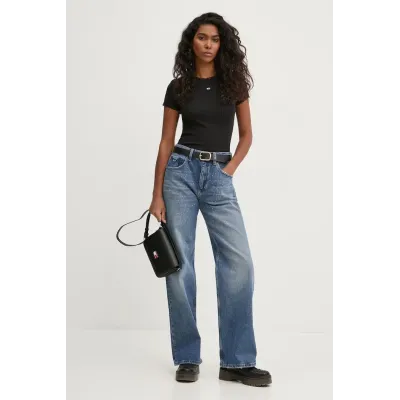 Sac bandoulière femme Tommy Jeans Essential Must FLAP Crossbody Noir AW0AW16968-BDS en 100 % polyuréthane
