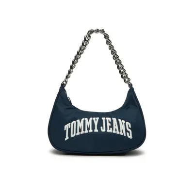 Sac à bandoulière femme Tommy Jeans Iconic Shoulder Bag With Chain Bleu Marine AW0AW16983-C1G en polyester