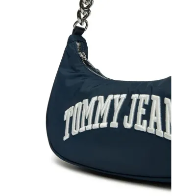 Sac à bandoulière femme Tommy Jeans Iconic Shoulder Bag With Chain Bleu Marine AW0AW16983-C1G en polyester