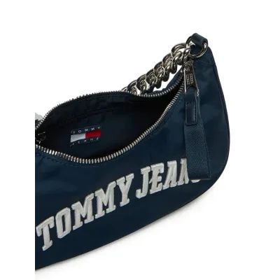 Sac à bandoulière femme Tommy Jeans Iconic Shoulder Bag With Chain Bleu Marine AW0AW16983-C1G en polyester