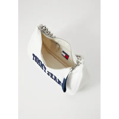 Sac à bandoulière femme Tommy Jeans Iconic Shoulder Bag With Chain Blanc AW0AW16983-YBL en polyester