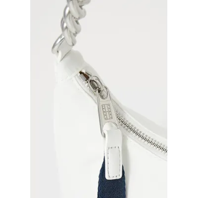 Sac à bandoulière femme Tommy Jeans Iconic Shoulder Bag With Chain Blanc AW0AW16983-YBL en polyester