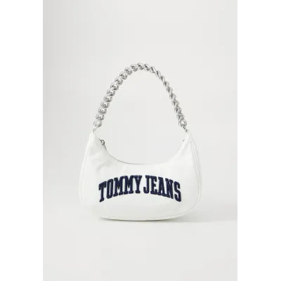 Sac à bandoulière femme Tommy Jeans Iconic Shoulder Bag With Chain Blanc AW0AW16983-YBL en polyester