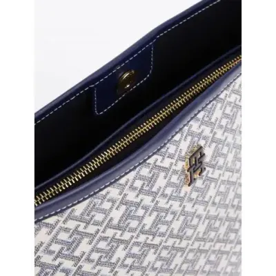 Sac femme Tommy Hilfiger Monoplay Le Shoulder Bag Bleu AW0AW17342-DW6 en 100 % polyuréthane