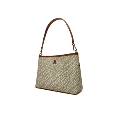 Sac femme Tommy Hilfiger Monoplay Le Shoulder Bag Beige AW0AW17342-XUT en 100 % polyuréthane
