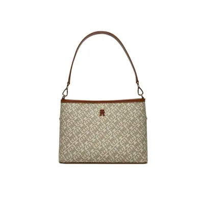 Sac femme Tommy Hilfiger Monoplay Le Shoulder Bag Beige AW0AW17342-XUT en 100 % polyuréthane