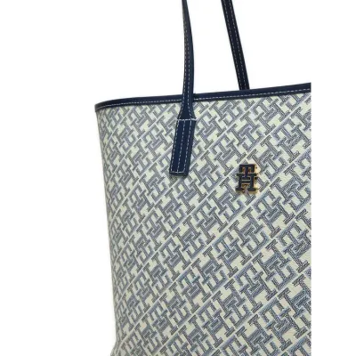 Cabas femme Tommy Hilfiger Monoplay Multi Compartment Tote Bleu AW0AW17379-DW6 en 100 % polyuréthane.
