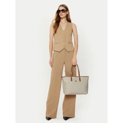 Cabas femme Tommy Hilfiger Monoplay Multi Compartment Tote Beige AW0AW17379-RBC en 100 % polyuréthane
