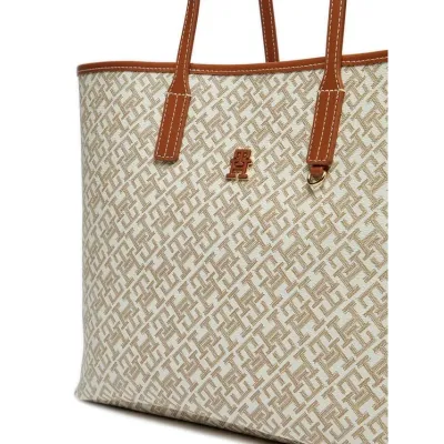 Cabas femme Tommy Hilfiger Monoplay Multi Compartment Tote Beige AW0AW17379-RBC en 100 % polyuréthane