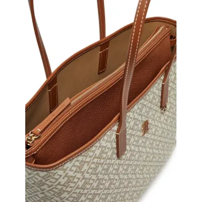 Cabas femme Tommy Hilfiger Monoplay Multi Compartment Tote Beige AW0AW17379-RBC en 100 % polyuréthane