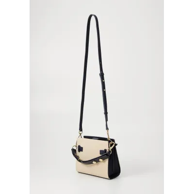Sac à main femme Tommy Hilfiger Heritage Mini Satchel Bleu Marine et Beige AW0AW17381-DW6 avec rabat magnétique
