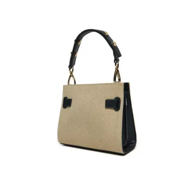Sac à main femme Tommy Hilfiger Heritage Mini Satchel Bleu Marine et Beige AW0AW17381-DW6 avec rabat magnétique
