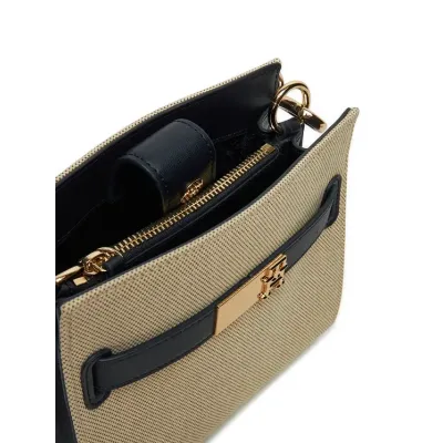 Sac à main femme Tommy Hilfiger Heritage Mini Satchel Bleu Marine et Beige AW0AW17381-DW6 avec rabat magnétique