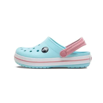 Sabots Crocs Crocband bébé turquoise réf 207005-4S3 avec bande sportive et brides pivotantes