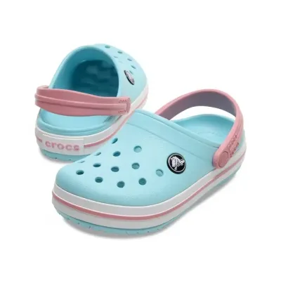 Sabots Crocs Crocband bébé turquoise réf 207005-4S3 avec bande sportive et brides pivotantes