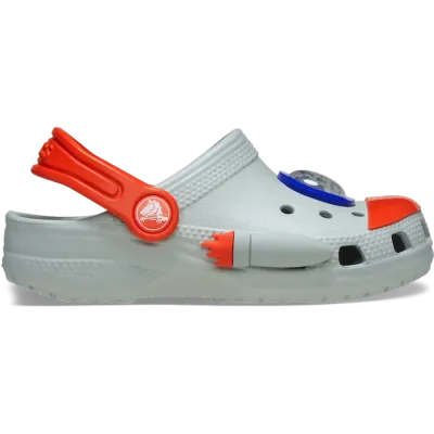 Sabots enfant Crocs Classic Rocket Ship Clog T Blanc 210359-1NM avec décorations fusée .