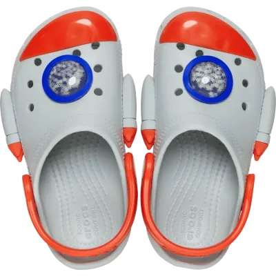 Sabots enfant Crocs Classic Rocket Ship Clog T Blanc 210359-1NM avec décorations fusée .