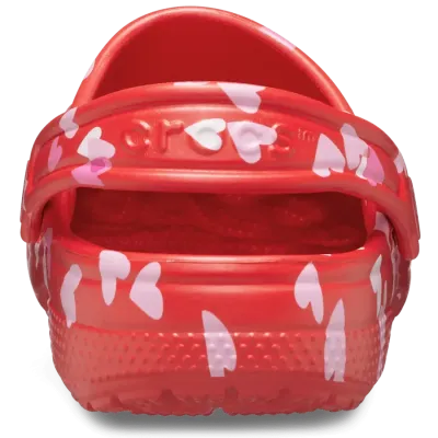 Sabots fille Crocs Classic VDAY Clog K Rouge 209754-6ZR avec motifs cœur.
