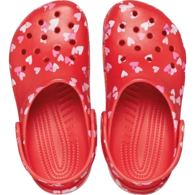 Sabots fille Crocs Classic VDAY Clog K Rouge 209754-6ZR avec motifs cœur.