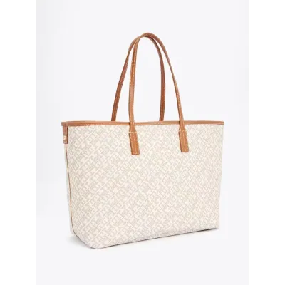 Cabas femme Tommy Hilfiger Monoplay Multi Compartment Tote Beige AW0AW17379-RBC en 100 % polyuréthane