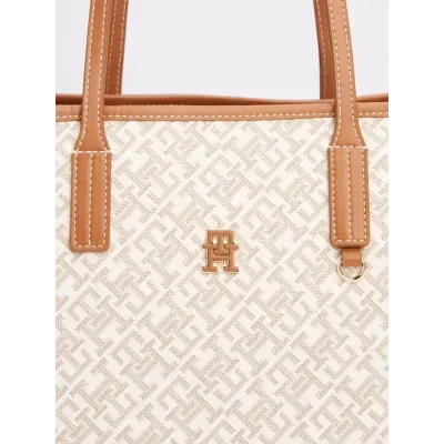 Cabas femme Tommy Hilfiger Monoplay Multi Compartment Tote Beige AW0AW17379-RBC en 100 % polyuréthane