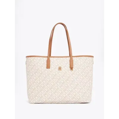 Cabas femme Tommy Hilfiger Monoplay Multi Compartment Tote Beige AW0AW17379-RBC en 100 % polyuréthane
