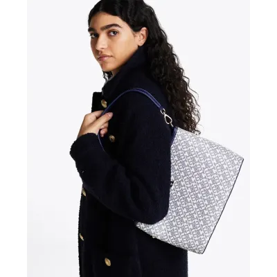 Sac femme Tommy Hilfiger Monoplay Le Shoulder Bag Bleu AW0AW17342-DW6 en 100 % polyuréthane