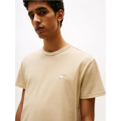 T-shirt Tommy Jeans homme beige en coton à manches courtes avec logo brodé - DM0DM20322 RBV