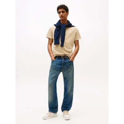 T-shirt Tommy Jeans homme beige en coton à manches courtes avec logo brodé - DM0DM20322 RBV