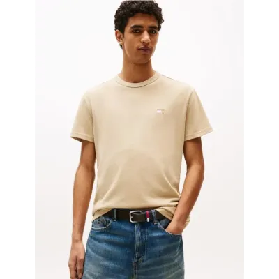 T-shirt Tommy Jeans homme beige en coton à manches courtes avec logo brodé - DM0DM20322 RBV