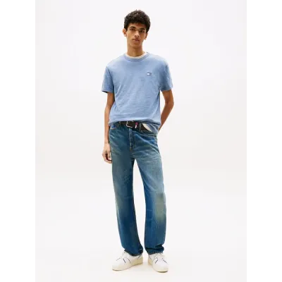 T-shirt Tommy Jeans homme bleu clair en coton à manches courtes avec logo brodé - DM0DM20322 DOM