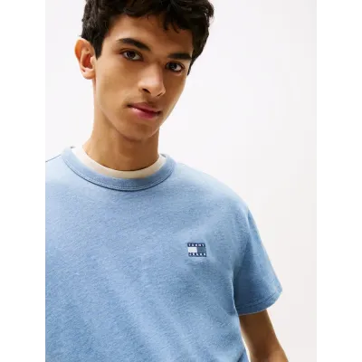 T-shirt Tommy Jeans homme bleu clair en coton à manches courtes avec logo brodé - DM0DM20322 DOM