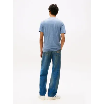 T-shirt Tommy Jeans homme bleu clair en coton à manches courtes avec logo brodé - DM0DM20322 DOM