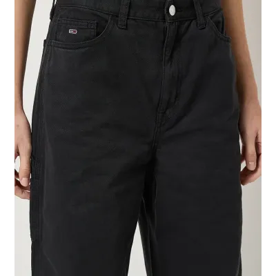 Jean Tommy Jeans femme noir taille haute coupe wide leg en denim avec cinq poches - DW0DW19394 BDS
