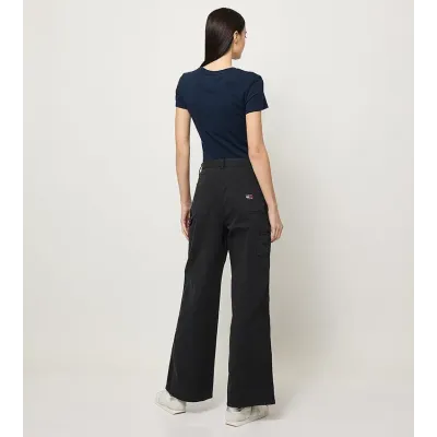 Jean Tommy Jeans femme noir taille haute coupe wide leg en denim avec cinq poches - DW0DW19394 BDS