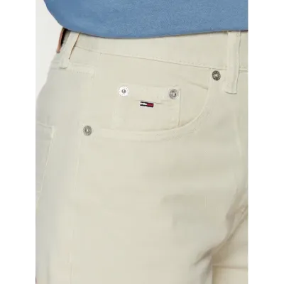 Jean Tommy Jeans femme écru taille haute coupe droite en denim avec cinq poches - DW0DW19392 YBH